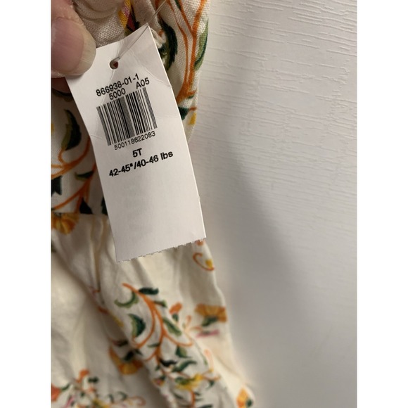 Old Navy Girl Cream Floral Lined Dress Size 5T Straps Sun Beach - Picture 3 of 10